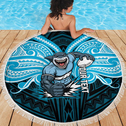 Custom Cronulla-Sutherland Sharks Beach Blanket Shark Warrior Polynesia Islander Rugby Mascot