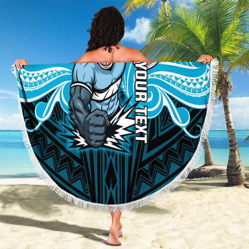 Custom Cronulla-Sutherland Sharks Beach Blanket Shark Warrior Polynesia Islander Rugby Mascot