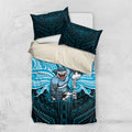 Custom Cronulla-Sutherland Sharks Bedding Set Shark Warrior Polynesia Islander Rugby Mascot