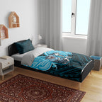 Custom Cronulla-Sutherland Sharks Bedding Set Shark Warrior Polynesia Islander Rugby Mascot