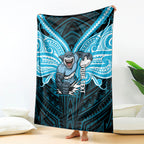 Custom Cronulla-Sutherland Sharks Blanket Shark Warrior Polynesia Islander Rugby Mascot