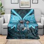 Custom Cronulla-Sutherland Sharks Blanket Shark Warrior Polynesia Islander Rugby Mascot