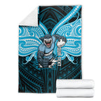 Custom Cronulla-Sutherland Sharks Blanket Shark Warrior Polynesia Islander Rugby Mascot