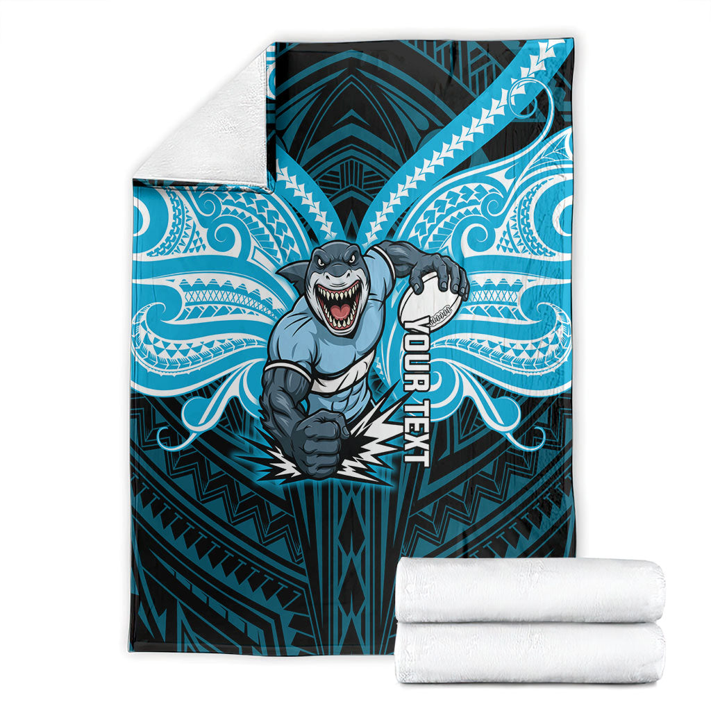 Custom Cronulla-Sutherland Sharks Blanket Shark Warrior Polynesia Islander Rugby Mascot