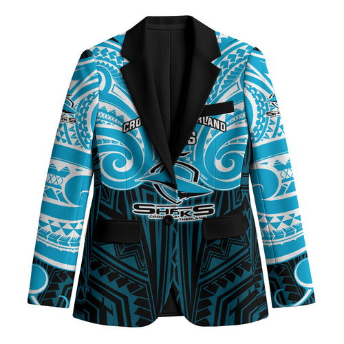 Custom Cronulla-Sutherland Sharks Blazer Shark Warrior Polynesia Islander Rugby Mascot