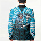 Custom Cronulla-Sutherland Sharks Blazer Shark Warrior Polynesia Islander Rugby Mascot