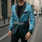 Custom Cronulla-Sutherland Sharks Blazer Shark Warrior Polynesia Islander Rugby Mascot