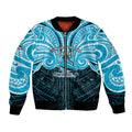 Custom Cronulla-Sutherland Sharks Bomber Jacket Shark Warrior Polynesia Islander Rugby Mascot