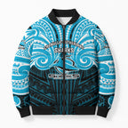 Custom Cronulla-Sutherland Sharks Bomber Puffer Jacket Shark Warrior Polynesia Islander Rugby Mascot