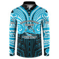 Custom Cronulla-Sutherland Sharks Button Sweatshirt Shark Warrior Polynesia Islander Rugby Mascot