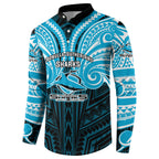 Custom Cronulla-Sutherland Sharks Button Sweatshirt Shark Warrior Polynesia Islander Rugby Mascot