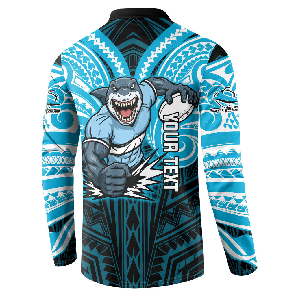 Custom Cronulla-Sutherland Sharks Button Sweatshirt Shark Warrior Polynesia Islander Rugby Mascot