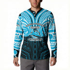 Custom Cronulla-Sutherland Sharks Button Sweatshirt Shark Warrior Polynesia Islander Rugby Mascot