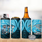 Custom Cronulla-Sutherland Sharks 4 in 1 Can Cooler Tumbler Shark Warrior Polynesia Islander Rugby Mascot