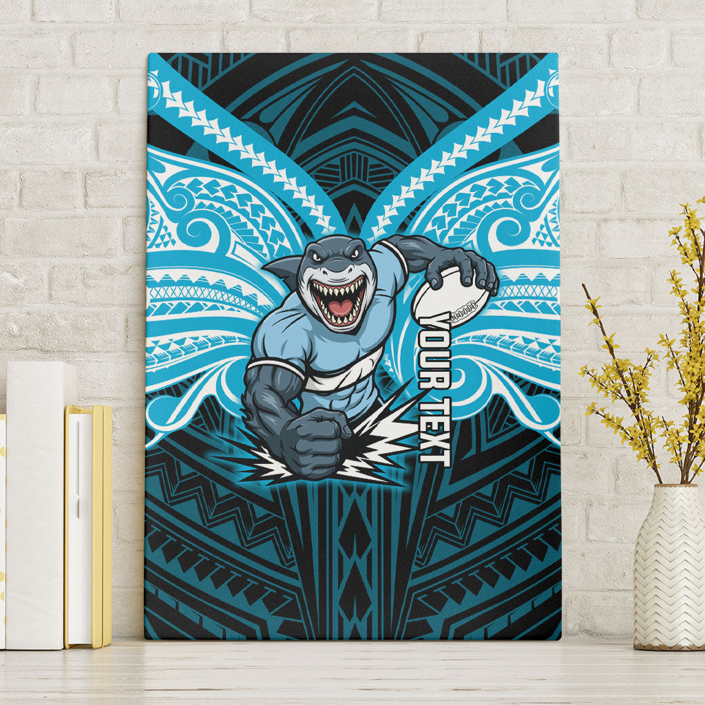 Custom Cronulla-Sutherland Sharks Canvas Wall Art Shark Warrior Polynesia Islander Rugby Mascot