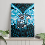 Custom Cronulla-Sutherland Sharks Canvas Wall Art Shark Warrior Polynesia Islander Rugby Mascot