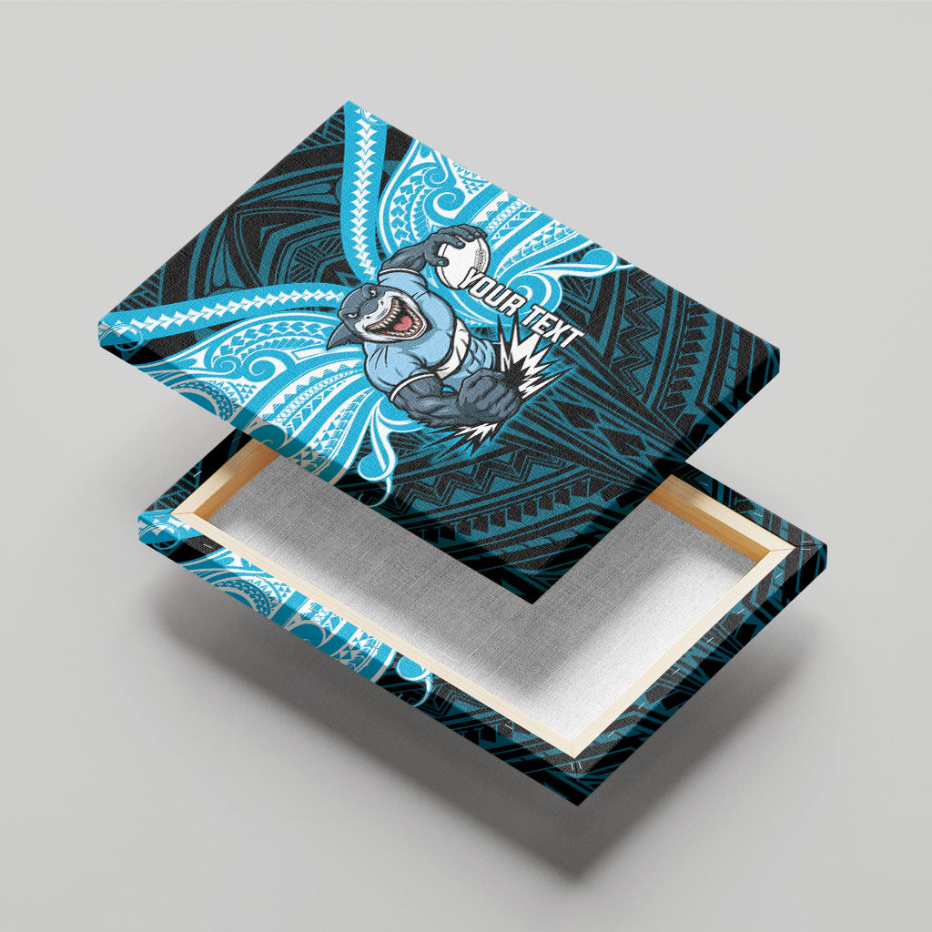 Custom Cronulla-Sutherland Sharks Canvas Wall Art Shark Warrior Polynesia Islander Rugby Mascot
