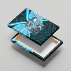 Custom Cronulla-Sutherland Sharks Canvas Wall Art Shark Warrior Polynesia Islander Rugby Mascot