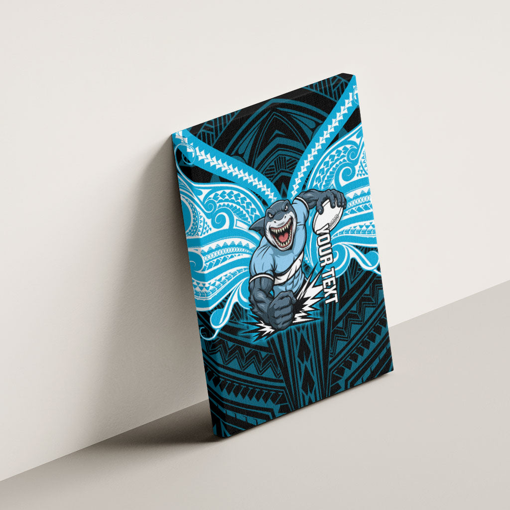Custom Cronulla-Sutherland Sharks Canvas Wall Art Shark Warrior Polynesia Islander Rugby Mascot