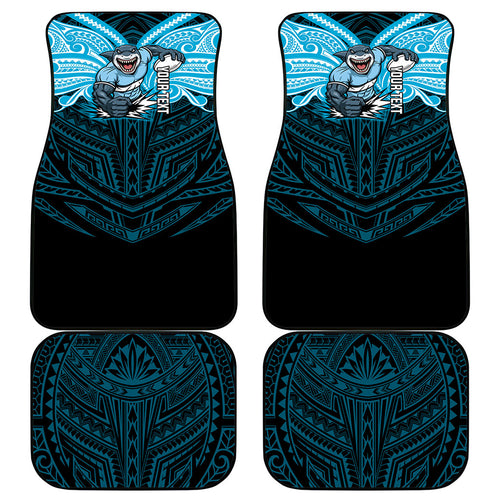 Custom Cronulla-Sutherland Sharks Car Mats Shark Warrior Polynesia Islander Rugby Mascot