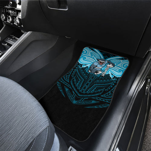 Custom Cronulla-Sutherland Sharks Car Mats Shark Warrior Polynesia Islander Rugby Mascot