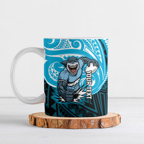 Custom Cronulla-Sutherland Sharks Ceramic Mug Shark Warrior Polynesia Islander Rugby Mascot