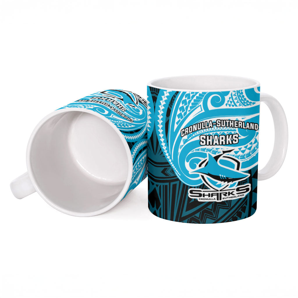 Custom Cronulla-Sutherland Sharks Ceramic Mug Shark Warrior Polynesia Islander Rugby Mascot