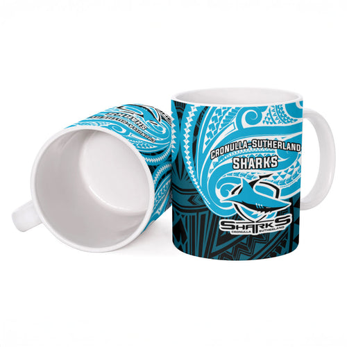 Custom Cronulla-Sutherland Sharks Ceramic Mug Shark Warrior Polynesia Islander Rugby Mascot