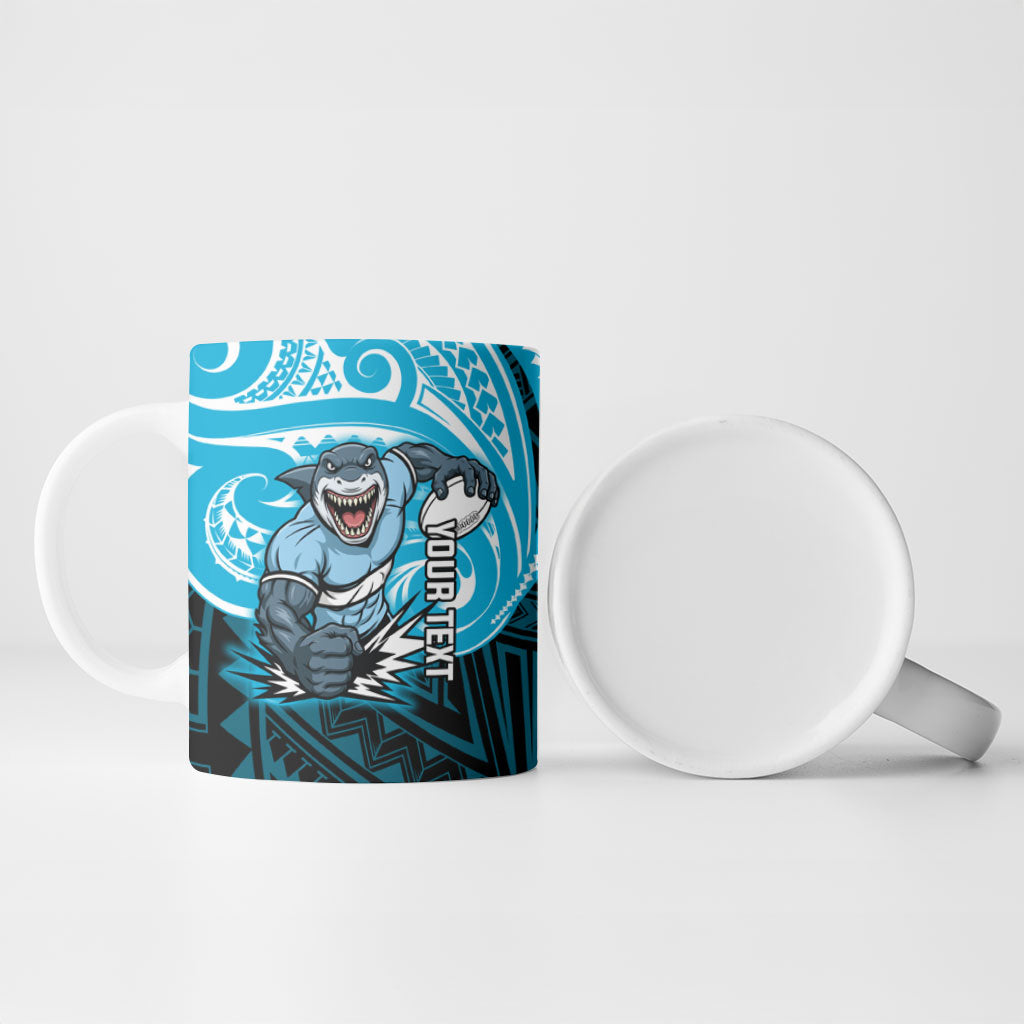 Custom Cronulla-Sutherland Sharks Ceramic Mug Shark Warrior Polynesia Islander Rugby Mascot