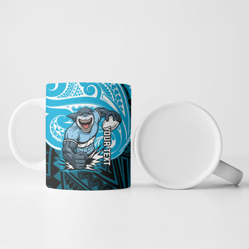 Custom Cronulla-Sutherland Sharks Ceramic Mug Shark Warrior Polynesia Islander Rugby Mascot