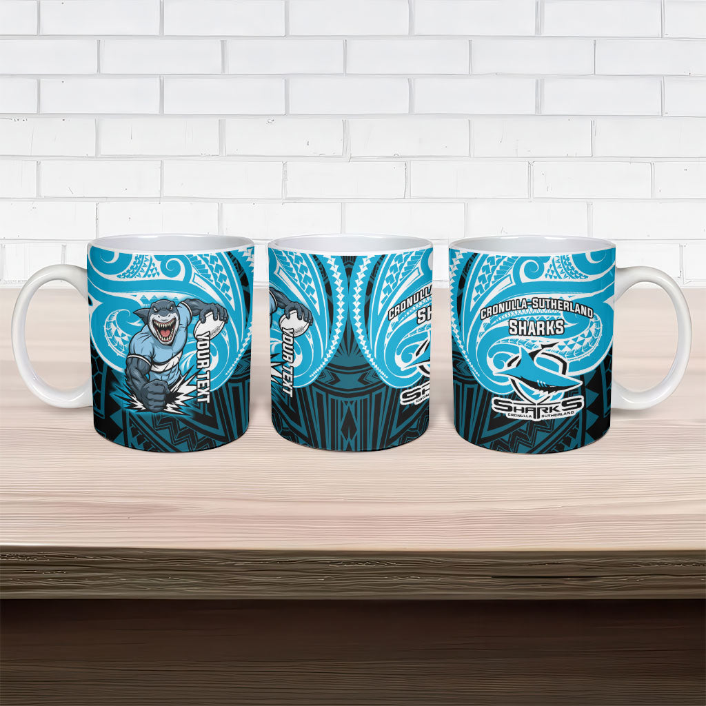 Custom Cronulla-Sutherland Sharks Ceramic Mug Shark Warrior Polynesia Islander Rugby Mascot