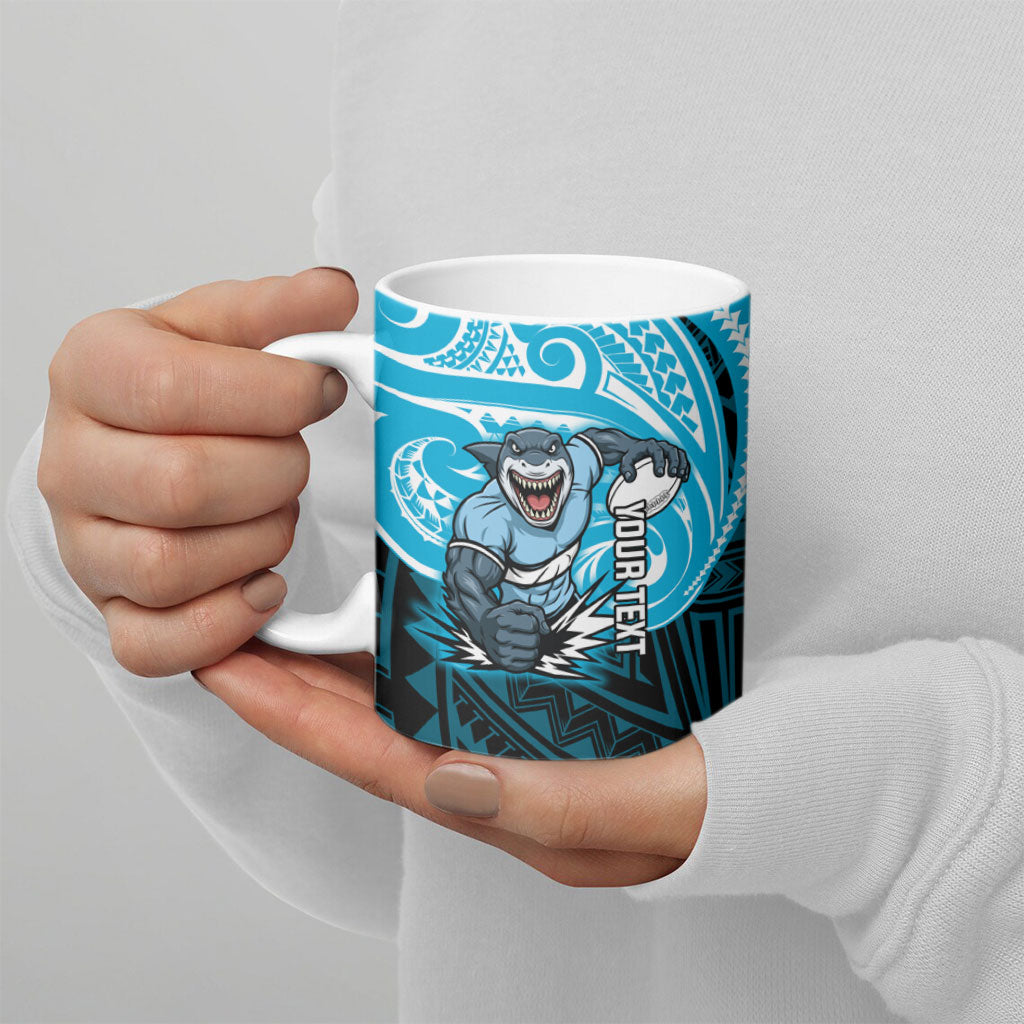 Custom Cronulla-Sutherland Sharks Ceramic Mug Shark Warrior Polynesia Islander Rugby Mascot