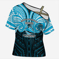 Custom Cronulla-Sutherland Sharks Cross Shoulder Shirt Shark Warrior Polynesia Islander Rugby Mascot