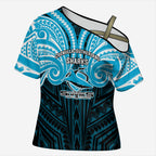 Custom Cronulla-Sutherland Sharks Cross Shoulder Shirt Shark Warrior Polynesia Islander Rugby Mascot