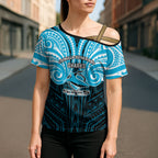 Custom Cronulla-Sutherland Sharks Cross Shoulder Shirt Shark Warrior Polynesia Islander Rugby Mascot