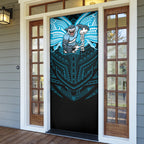 Custom Cronulla-Sutherland Sharks Door Cover Shark Warrior Polynesia Islander Rugby Mascot