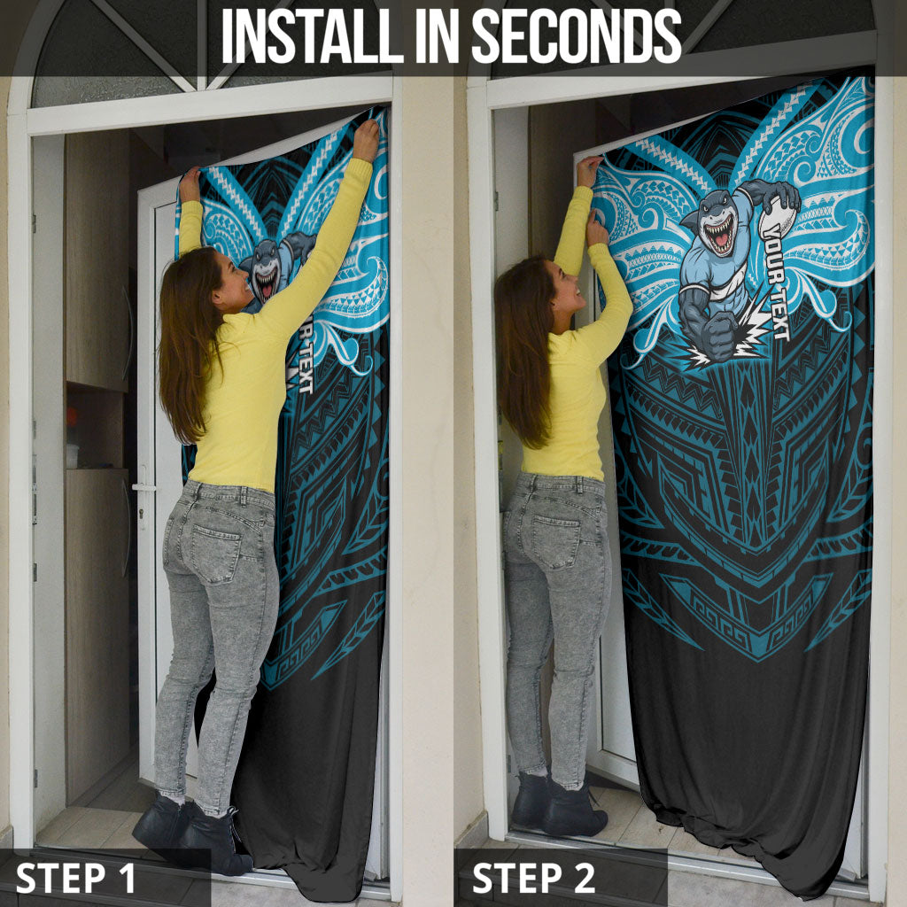 Custom Cronulla-Sutherland Sharks Door Cover Shark Warrior Polynesia Islander Rugby Mascot