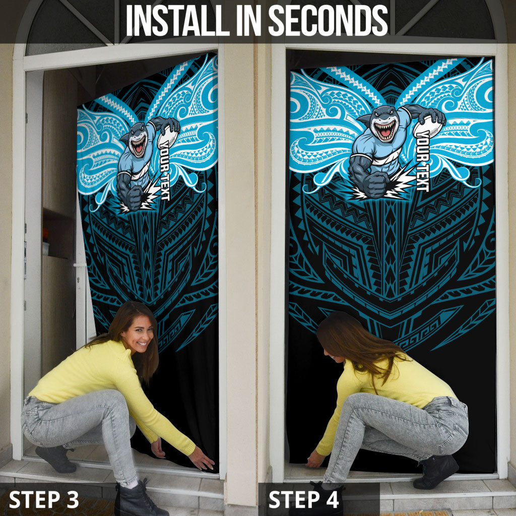Custom Cronulla-Sutherland Sharks Door Cover Shark Warrior Polynesia Islander Rugby Mascot