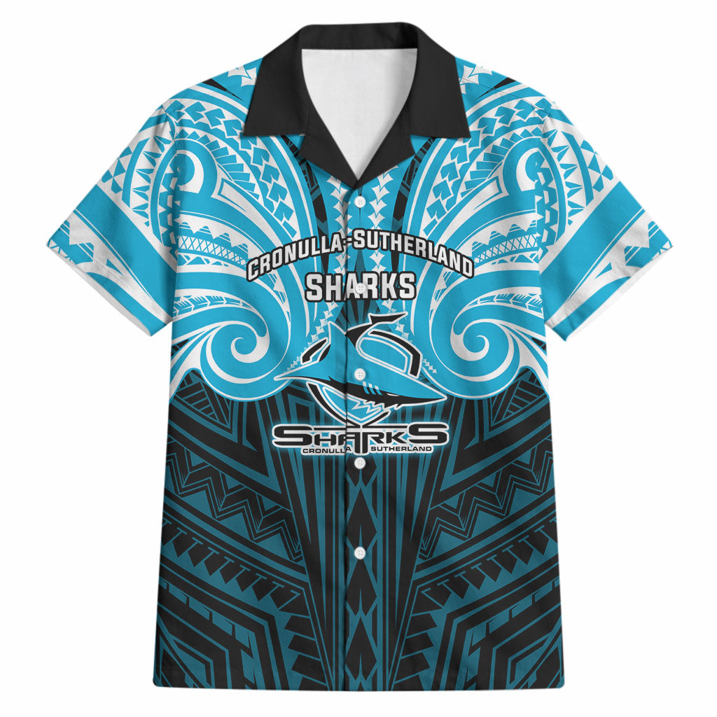 Custom Cronulla-Sutherland Sharks Hawaiian Shirt Shark Warrior Polynesia Islander Rugby Mascot