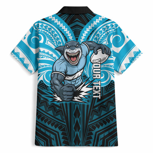 Custom Cronulla-Sutherland Sharks Hawaiian Shirt Shark Warrior Polynesia Islander Rugby Mascot