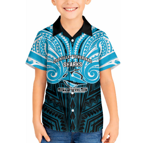 Custom Cronulla-Sutherland Sharks Hawaiian Shirt Shark Warrior Polynesia Islander Rugby Mascot
