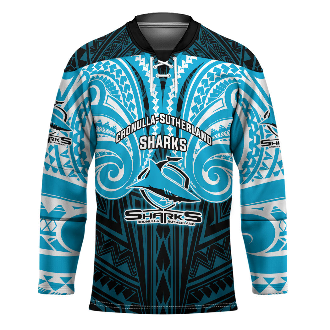 Custom Cronulla-Sutherland Sharks Hockey Jersey Shark Warrior Polynesia Islander Rugby Mascot