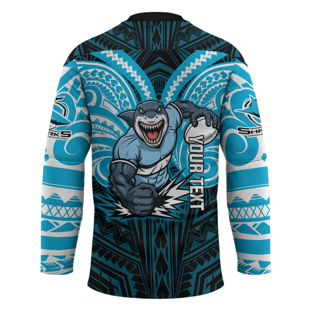Custom Cronulla-Sutherland Sharks Hockey Jersey Shark Warrior Polynesia Islander Rugby Mascot