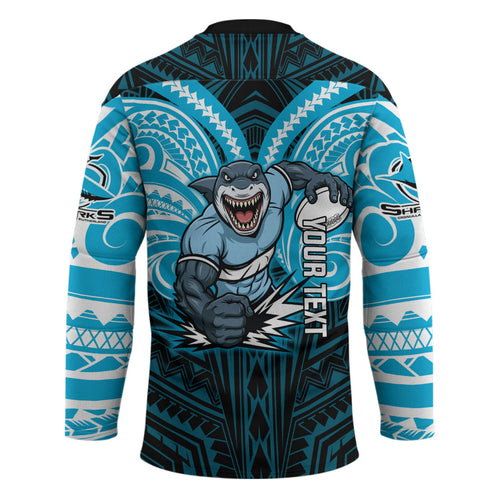 Custom Cronulla-Sutherland Sharks Hockey Jersey Shark Warrior Polynesia Islander Rugby Mascot