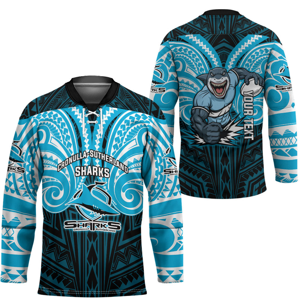Custom Cronulla-Sutherland Sharks Hockey Jersey Shark Warrior Polynesia Islander Rugby Mascot