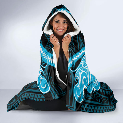 Custom Cronulla-Sutherland Sharks Hooded Blanket Shark Warrior Polynesia Islander Rugby Mascot