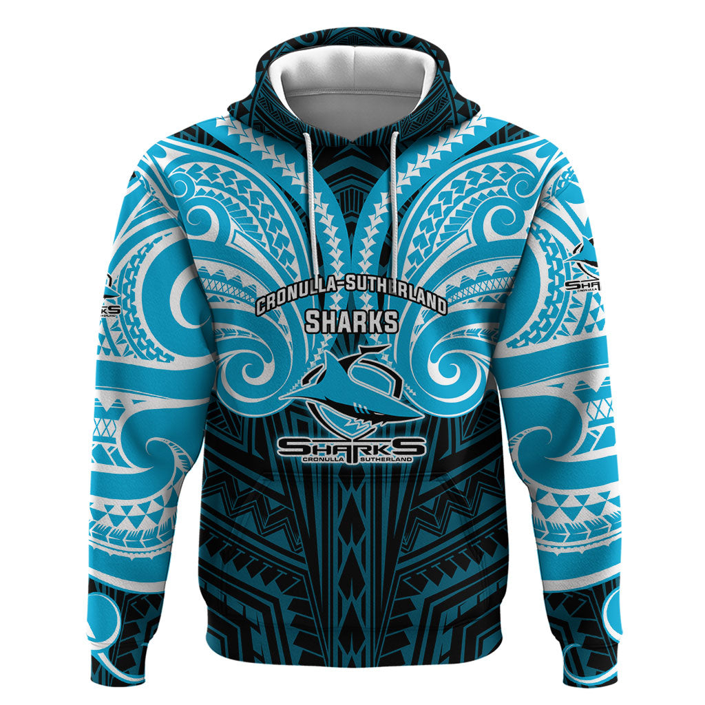 Custom Cronulla-Sutherland Sharks Hoodie Shark Warrior Polynesia Islander Rugby Mascot
