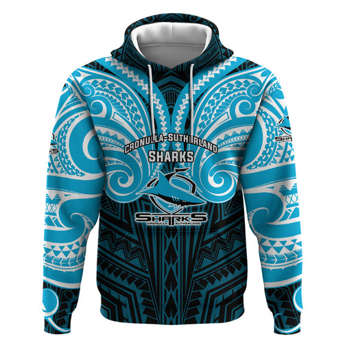 Custom Cronulla-Sutherland Sharks Hoodie Shark Warrior Polynesia Islander Rugby Mascot