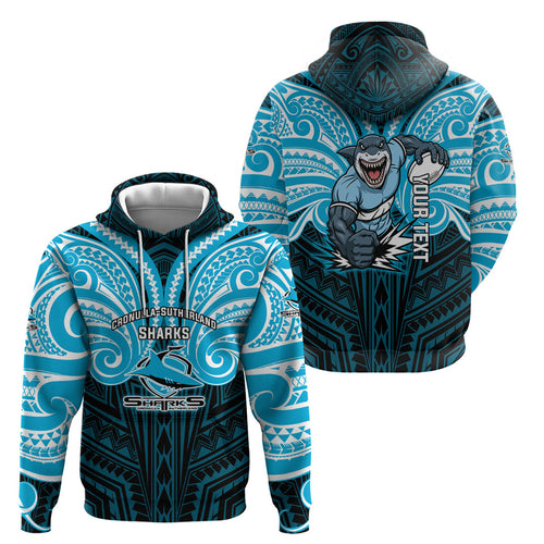 Custom Cronulla-Sutherland Sharks Hoodie Shark Warrior Polynesia Islander Rugby Mascot