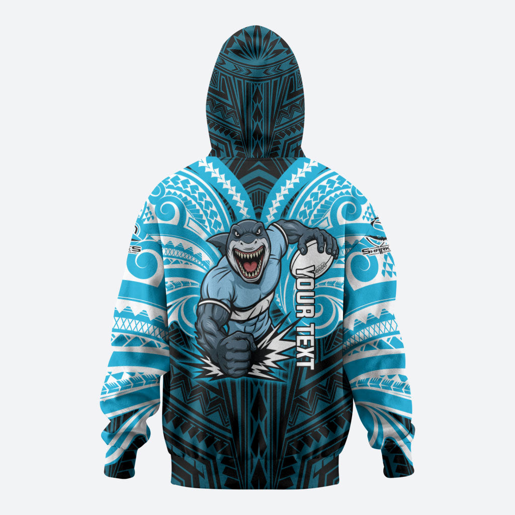 Custom Cronulla-Sutherland Sharks Hoodie Shark Warrior Polynesia Islander Rugby Mascot